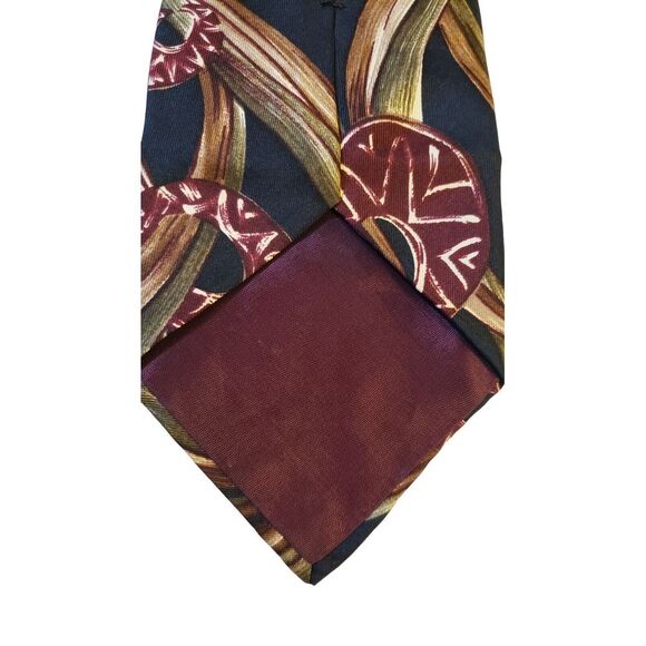 Vintage‎ Adolfo Abstract Blue Burgundy Silk Neck Tie Business Wedding Office - Picture 6 of 12